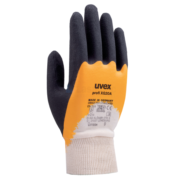 Handschoen Uvex Profi Ergo XG20A 9 oranje/zwart NBR
