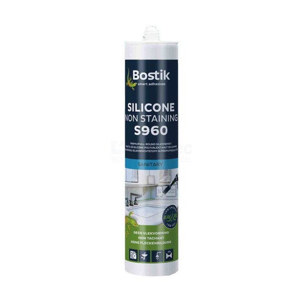 Siliconenkit Bostik S960Non-staining 310ml transparant grijs pre