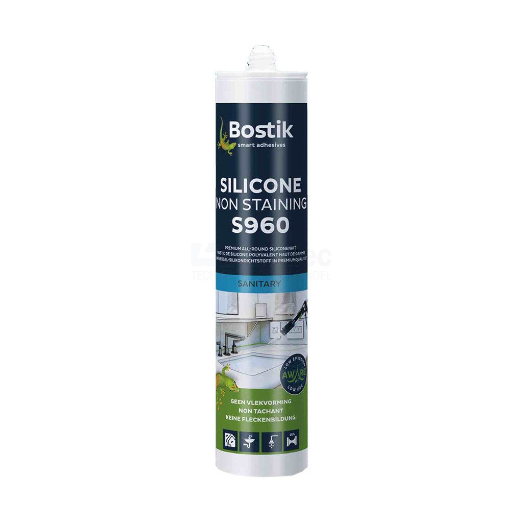 Siliconenkit Bostik S960Non-staining 310ml transparant grijs pre