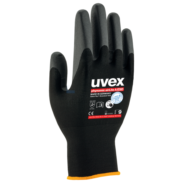 Handschoen Uvex Phynomic airLite A ESD 10 zwart