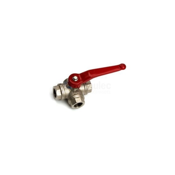 Kogelkraan L-boring 92L 3-weg 1/2" CuZn-Ni bin.dr.xbin.dr.