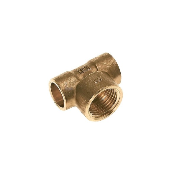 Soldeer-T-stuk Bonfix cap.xbi.xcap. 15x3/8"BSPx15 CuZn
