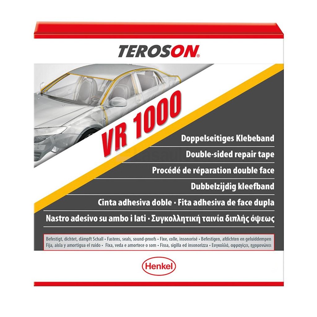 Tape Teroson 107.64A 12x0,8mm zwart PE a10m dubbelzijdig